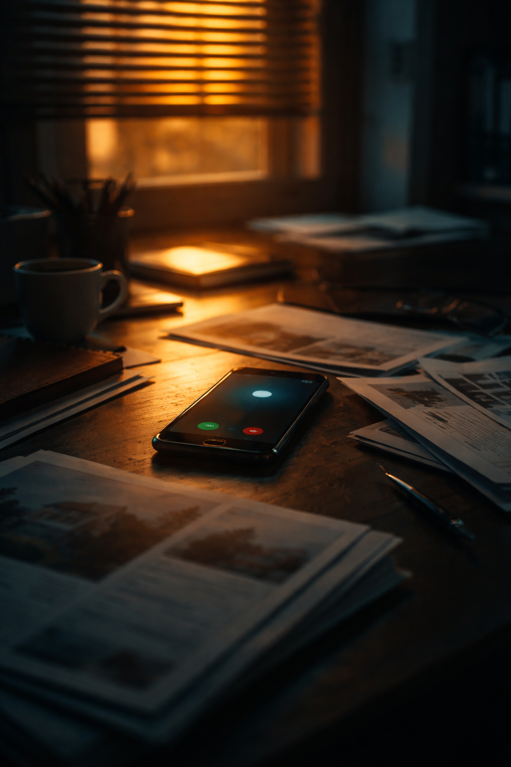 Téléphone qui sonne dans une agence immobilière vide